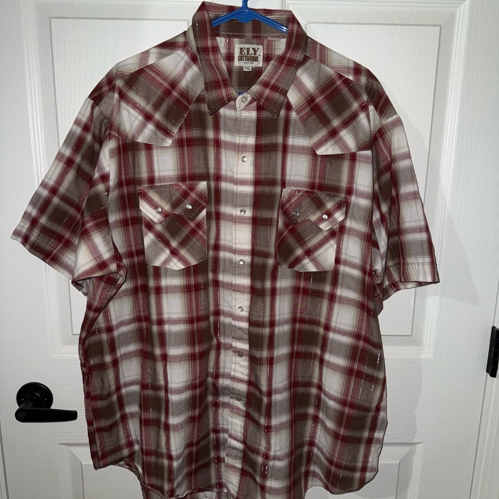 Ely Cattleman Burgundy Plaid Button Down Shirt